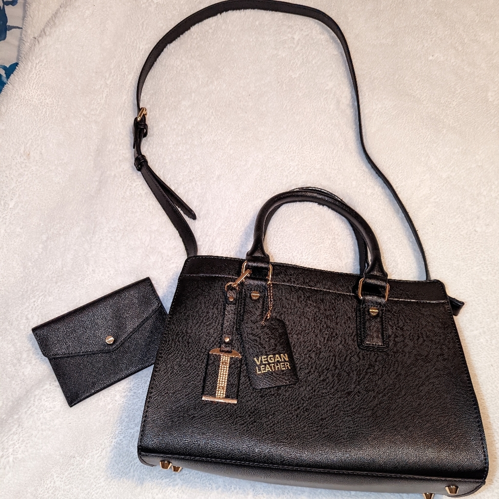 Brand new  Black Miztique Vegan Leather Satchel Bag